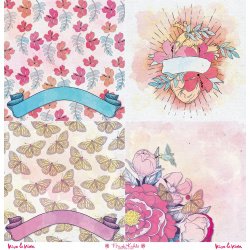 Set de 12 papiers de scrapbooking "Viva la Vida" Frida Kahlo